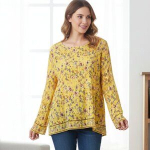 Max Studio Floral Blouse, Medium - Flowy & Pleated!